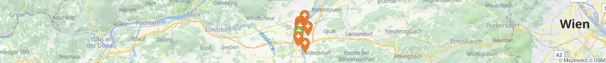 Kartenansicht für Apotheken-Notdienste in der Nähe von Innenstadt (Sankt Pölten (Stadt), Niederösterreich)